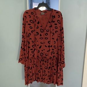 ASOS large animal graphic print , long sleeve , knee length dress